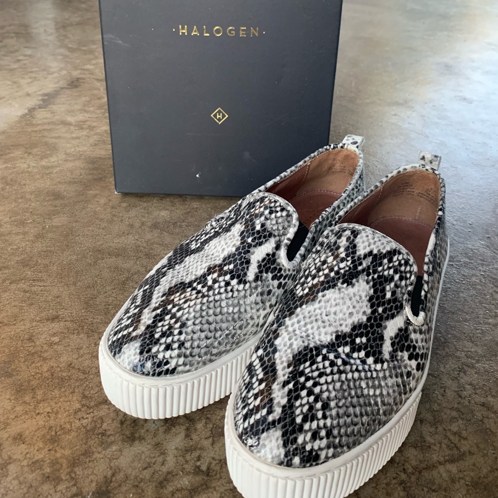 Halogen Python Printed Leather Shoes - image 1